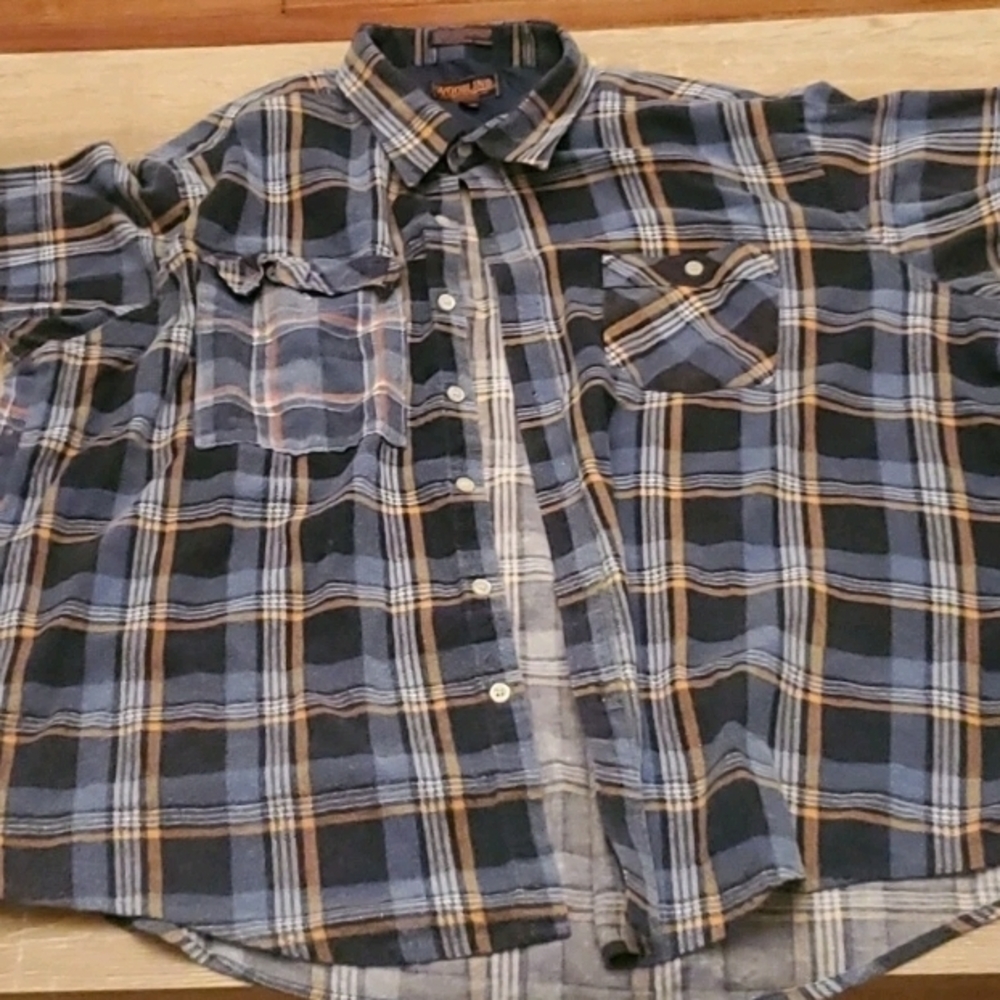 Blue and Yellow Plaid Button-Up Shirt